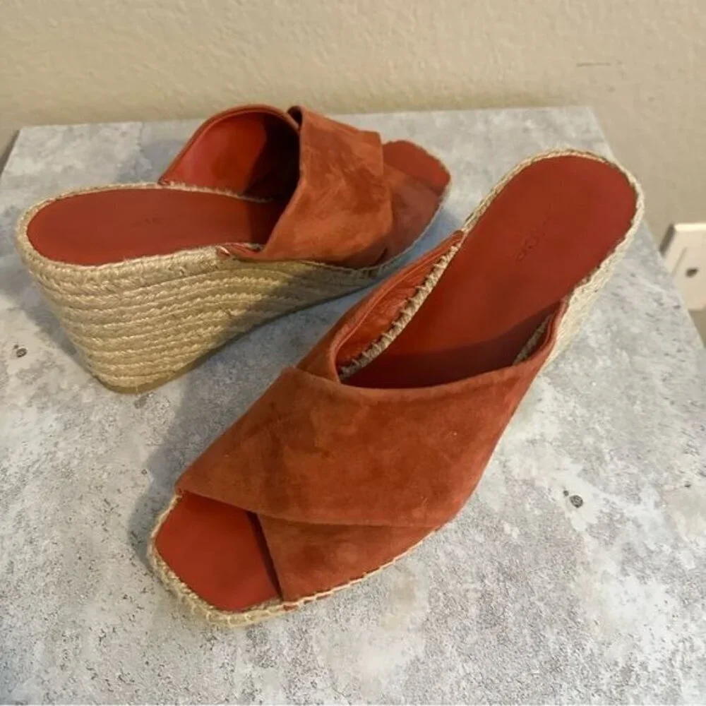 Vince Gaelan Wedge Espadrille Sandal Red Clay Sz 9.5M Retail $350